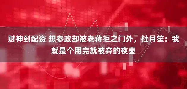财神到配资 想参政却被老蒋拒之门外，杜月笙：我就是个用完就被弃的夜壶